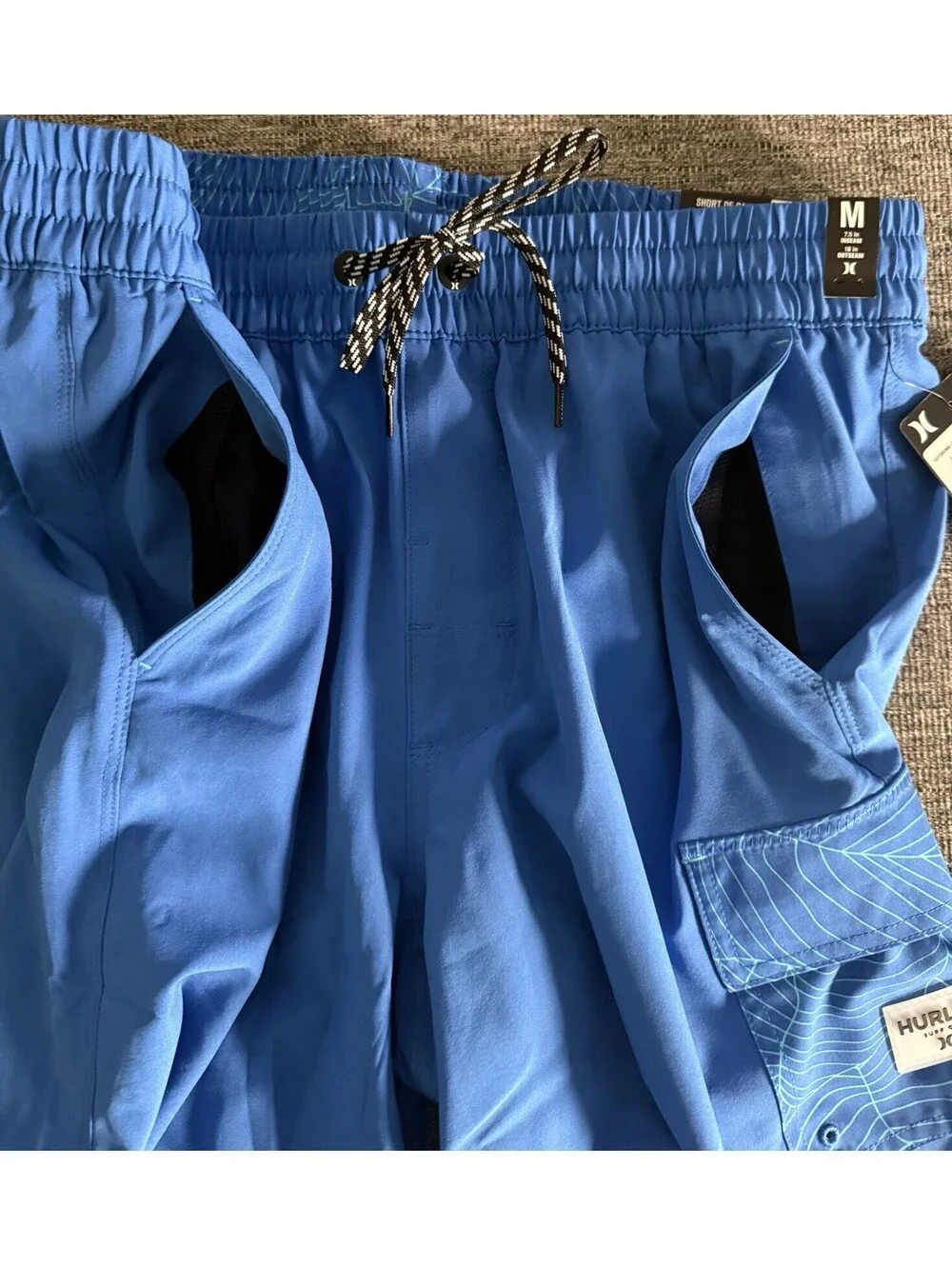 Hurley Men’s Medium Outline Leaf Volley Swim Hydro Shorts Blue New w/Tags $50